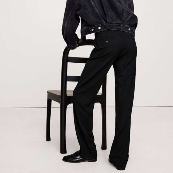 Banana Republic Sienna Straight Italian Wool Pant size 6 Black - Picture 3 of 5